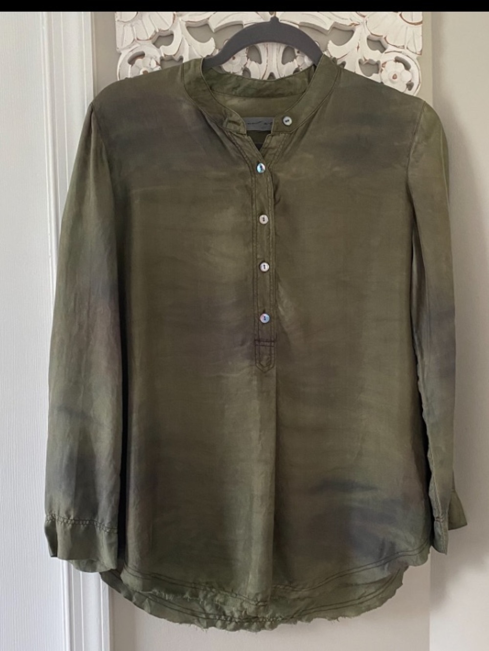 Raquel Allegra Silk Blouse Top Sz 0/XS Boho Lagenlook Artsy Minimalist